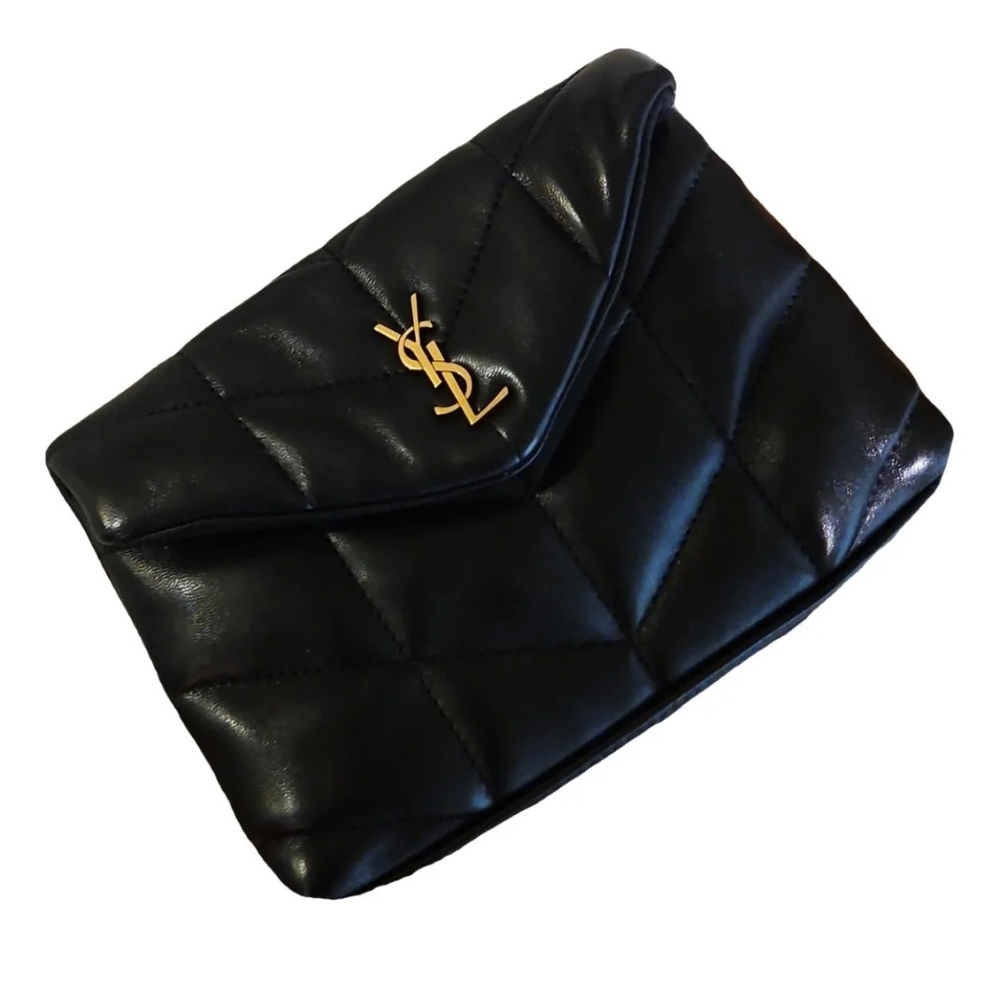 Yves Saint Laurent LOULOU Black Quilted Leather Clutch